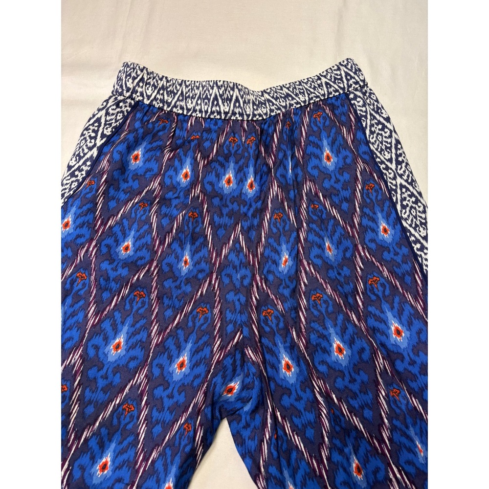 Anthropologie‎ Blue Ikat Print Wide Leg Pants Viscose Boho Trousers S W28 L28 - Picture 8 of 13